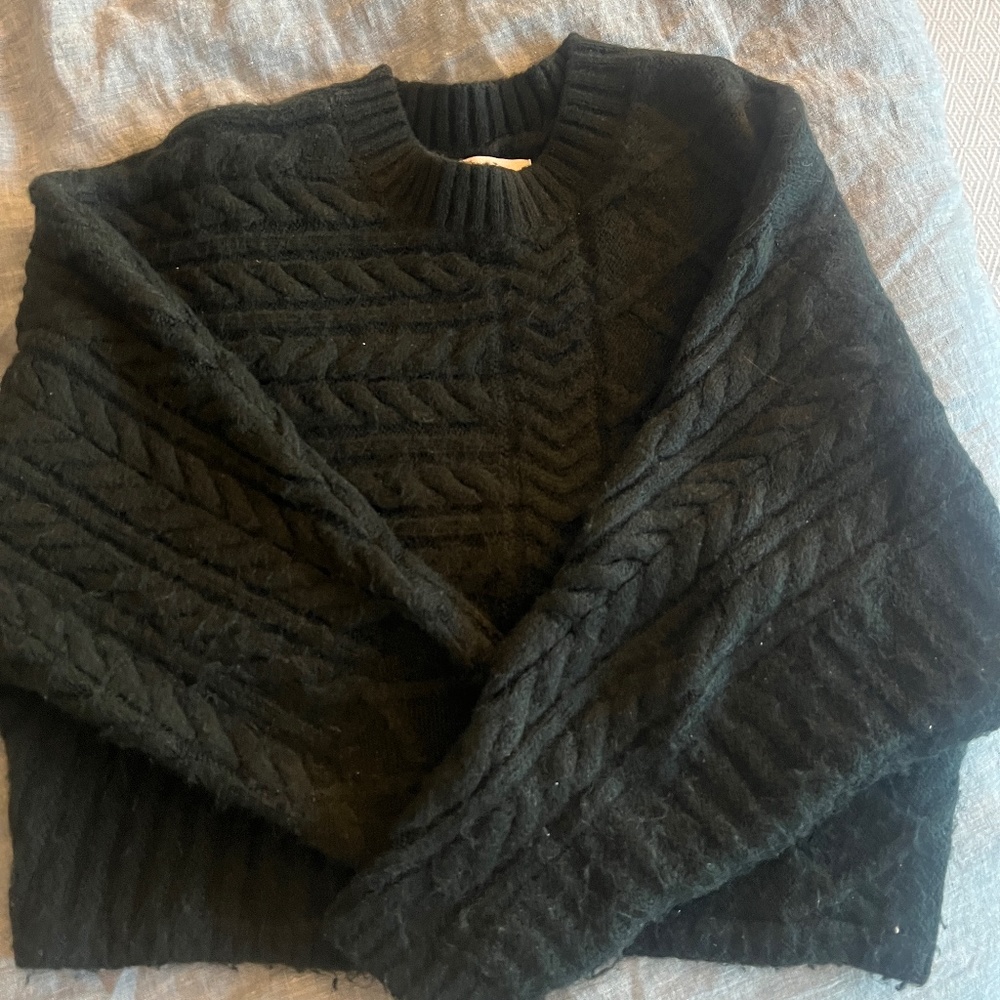 Black cable knit sweater
